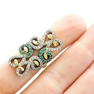 Hurrem Sultan .925 EMERALD/TOPAZ Ring SZ 9